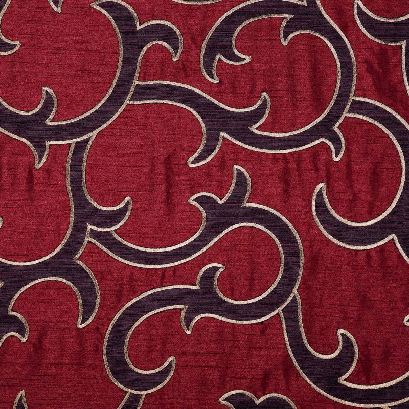 CLEAR WATER Burgundy - Tissu Jacquard Taffetas brodé