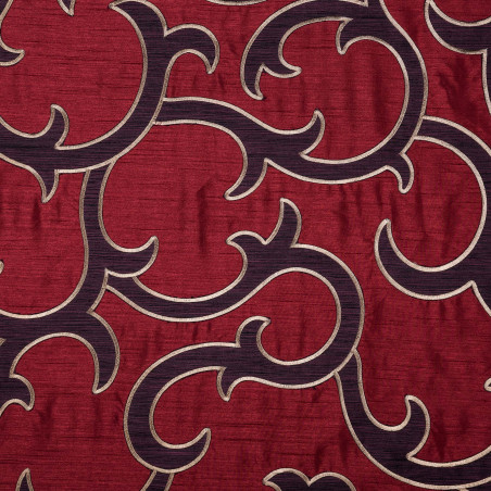 CLEAR WATER Burgundy - Tissu Jacquard Taffetas brodé