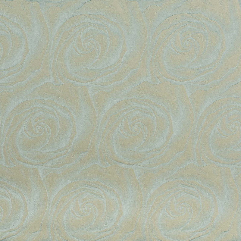 COEURS DE ROSES AQUA - Tissu Jacquard Damassé
