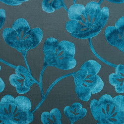LOTUS Turquoise - Tissu Jacquard Velours