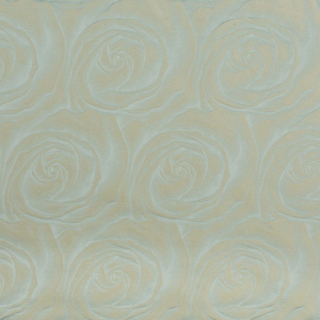 COEURS DE ROSES AQUA - Tissu Jacquard Damassé