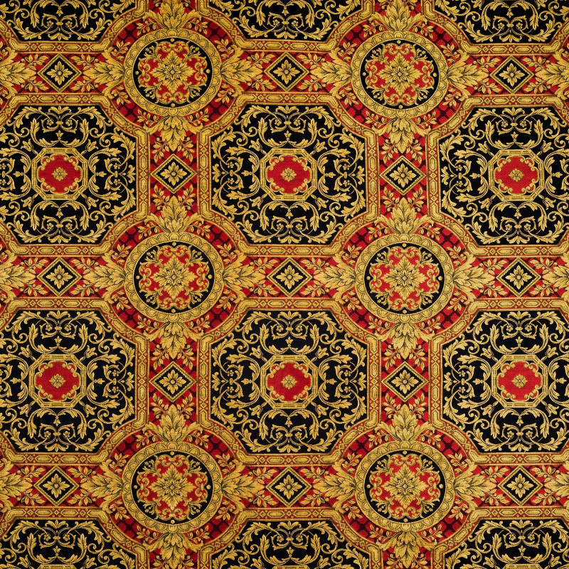 VERSACE FOULARD Cuir Or - Tissu Jacquard soierie