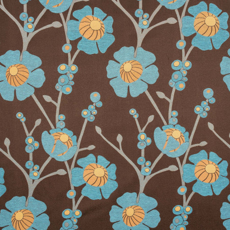 OSLO Choco Bleu - Tissu Jacquard plat