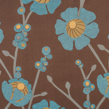 OSLO Choco Bleu - Tissu Jacquard plat