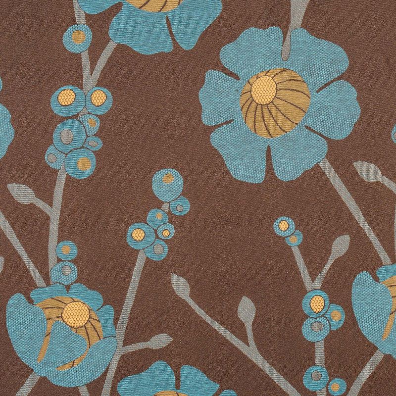 OSLO Choco Bleu - Tissu Jacquard plat