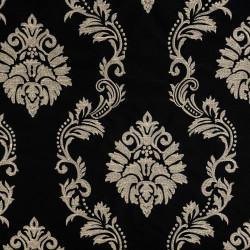 QUEEN Noir - Tissu Jacquard Taffetas brodé