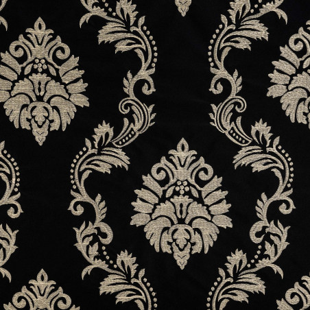 QUEEN Noir - Tissu Jacquard Taffetas brodé