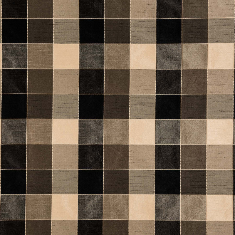 TUSSAH Noir - Tissu Jacquard Taffetas Carreaux