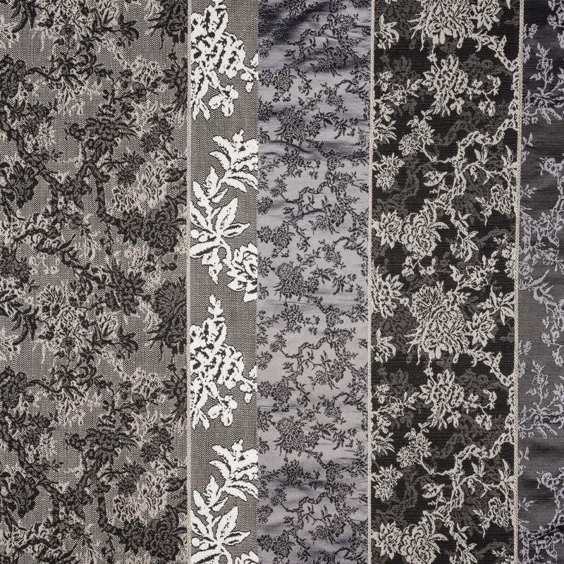 MARIE ANTOINETTE Gris Noir - Tissu Jacquard Chenillé