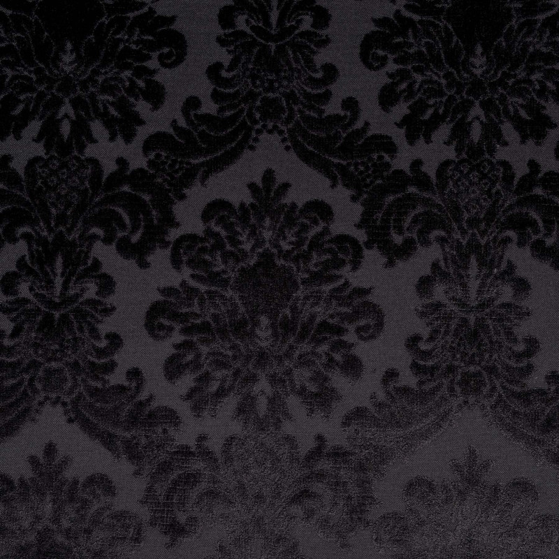 VELOURS MEDAILLON Noir - Tissu Jacquard Velours