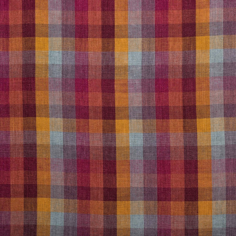 CHECKED Multi - Tissu Jacquard Carreaux Lin