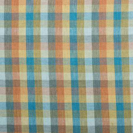 CHECKED Vert - Tissu Jacquard Carreaux Lin