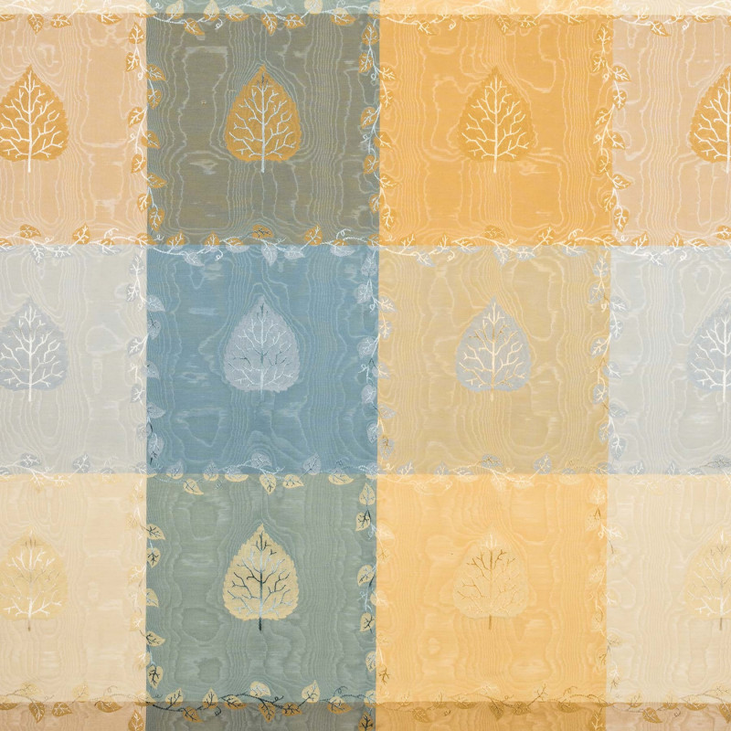 EDEN Bleu Jaune - Tissu Jacquard Taffetas moiré