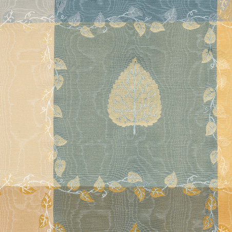 EDEN Bleu Jaune - Tissu Jacquard Taffetas moiré