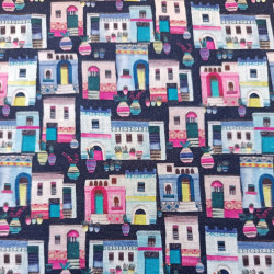 SANTORIN - Tissu imprimé popeline multi-usages