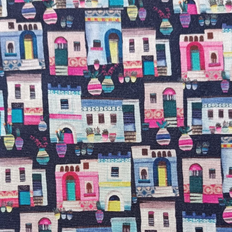 SANTORIN - Tissu imprimé popeline multi-usages