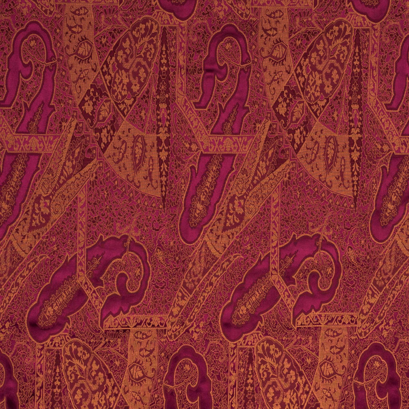 KASHMIR Rose - Tissu Jacquard plat soierie