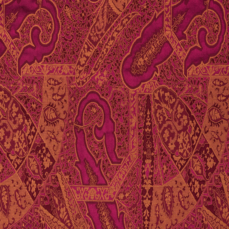 KASHMIR Rose - Tissu Jacquard plat soierie