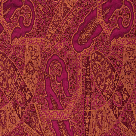 KASHMIR Rose - Tissu Jacquard plat soierie