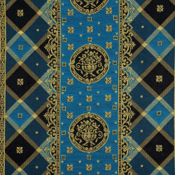 VERSACE Bleu Or - Tissu Jacquard soierie