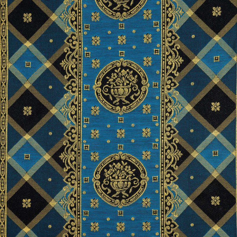 VERSACE Bleu Or - Tissu Jacquard soierie