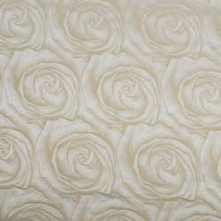 COEURS DE ROSES OR BEIGE - Tissu Jacquard Damassé