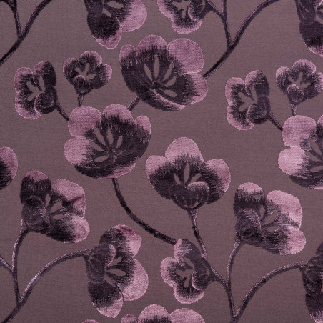LOTUS Prune - Tissu Jacquard Velours