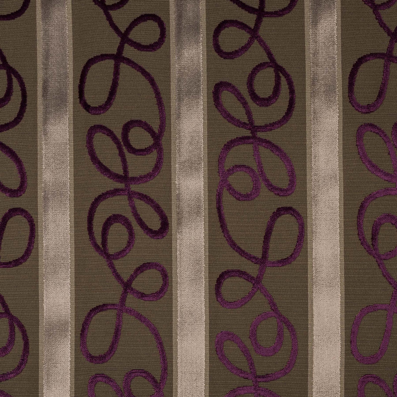 FAVORIT Rayé Violet - Tissu Jacquard velours