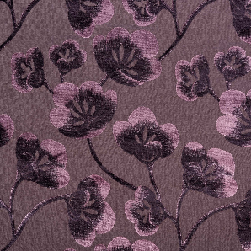 LOTUS Prune - Tissu Jacquard Velours
