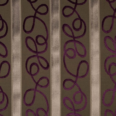 FAVORIT Rayé Violet - Tissu Jacquard velours