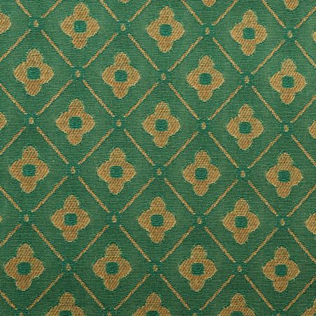 CROISILLON Vert Or - Tissu Jacquard plat