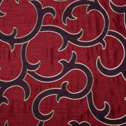 CLEAR WATER Burgundy - Tissu Jacquard Taffetas brodé