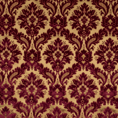 NOBILIS Rouge Or - Tissu Jacquard Velours
