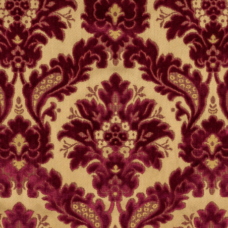 NOBILIS Rouge Or - Tissu Jacquard Velours